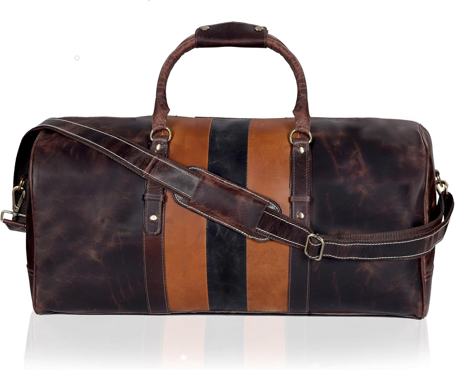 Genuine Leather Duffel Travel Overnight Weekend Leather Bag Sports Gym Duffel Luggage Travel Bag For Men And Women travelling cabin duffle Bags 24 Inch (retro)