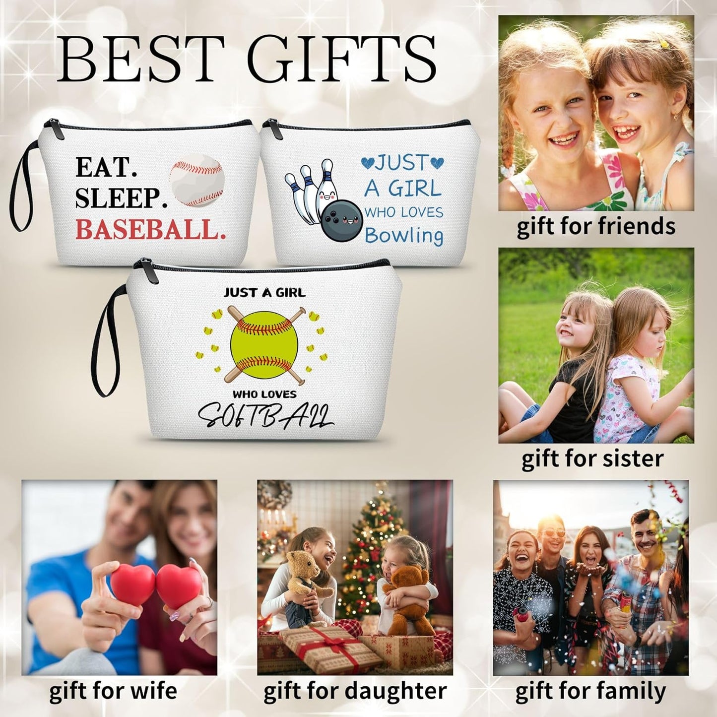 Softball Accessories for Girls,Graduation Gifts for Her,Softball Party Favors,Softball Cosmetic Bag,Softball Gift Bags,Birthday Gifts for Women Her Bff Bestie Best Friend Sister