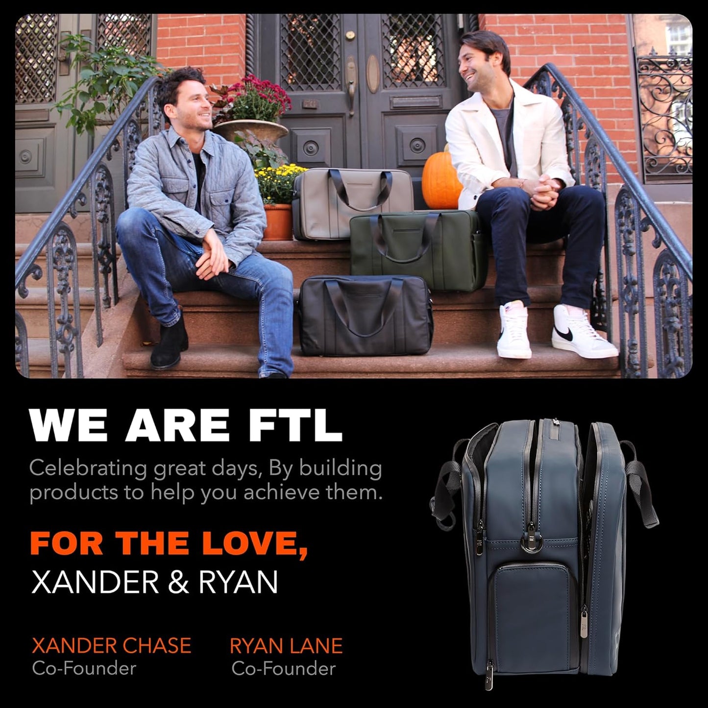 The FTL Pro Mens Travel Bag - 30L Premium Work to Gym Weekender Duffel with Garment Bag, Shoe Space & 18" Laptop Sleeve - Organized Athletic Business Carry On Hybrid, Fits Under Airplane Seat - Blue