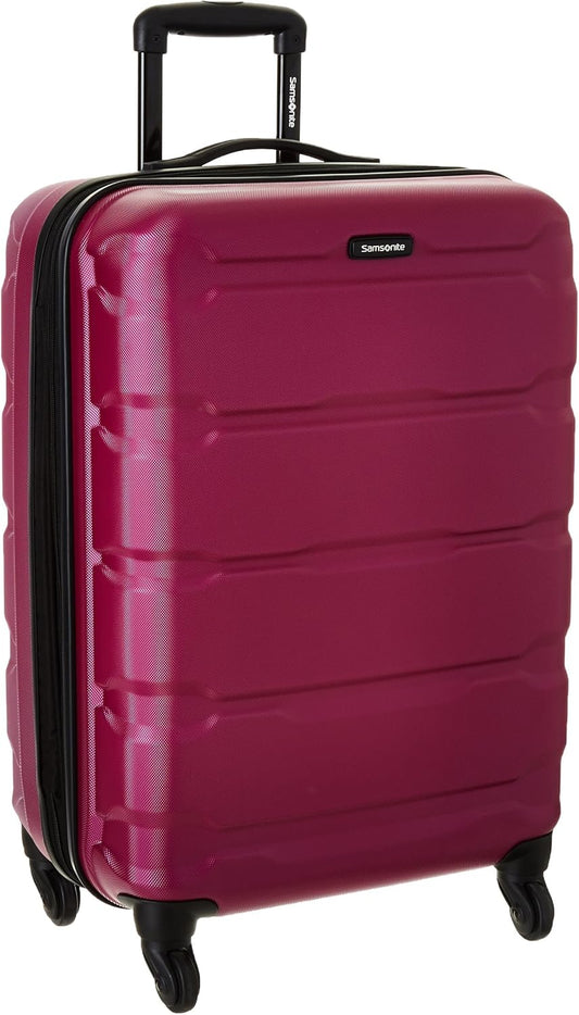 Samsonite Omni PC Hardside Expandable Luggage with Spinner Wheels, Radiant Pink, Checked-Medium 24-Inch