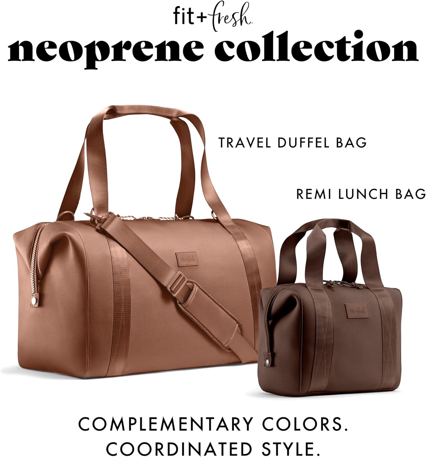 Fit & Fresh Premium Neoprene Weekender Bag With Trolley Sleeve - Large Overnight, Carry-on, Duffel