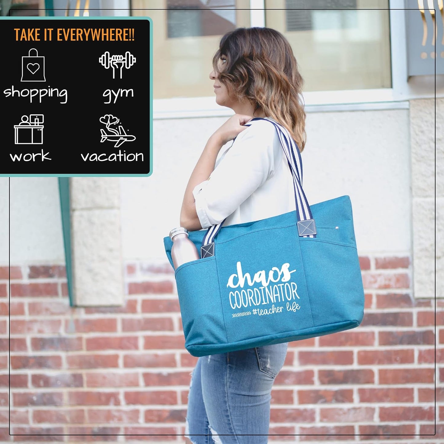 Brooke & Jess Designs Teacher Tote Bag for Work - Teacher Handbag Gifts for Women, Teacher Bag Best Teacher Appreciation Gift