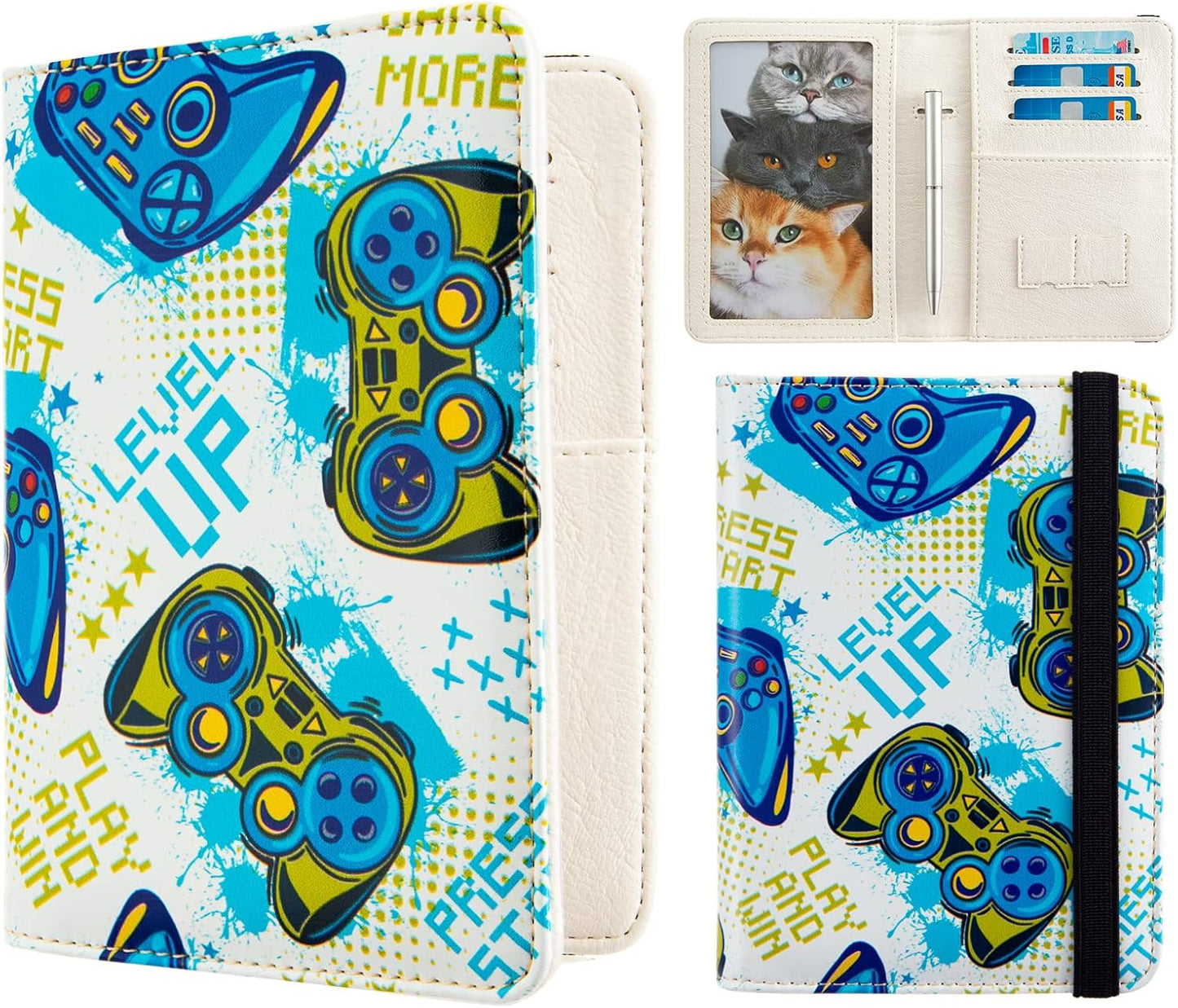 passport Holder,Rfid Blocking Travel Wallet Credit Card Case Cute Passport cover for Women/Men,Boys Girls Travel Essentials (Game)
