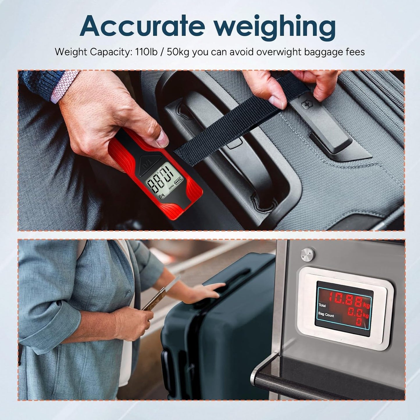 travel inspira Luggage Scale Battery-Free, Travel Essentials, Portable Handheld Digital Suitcase
