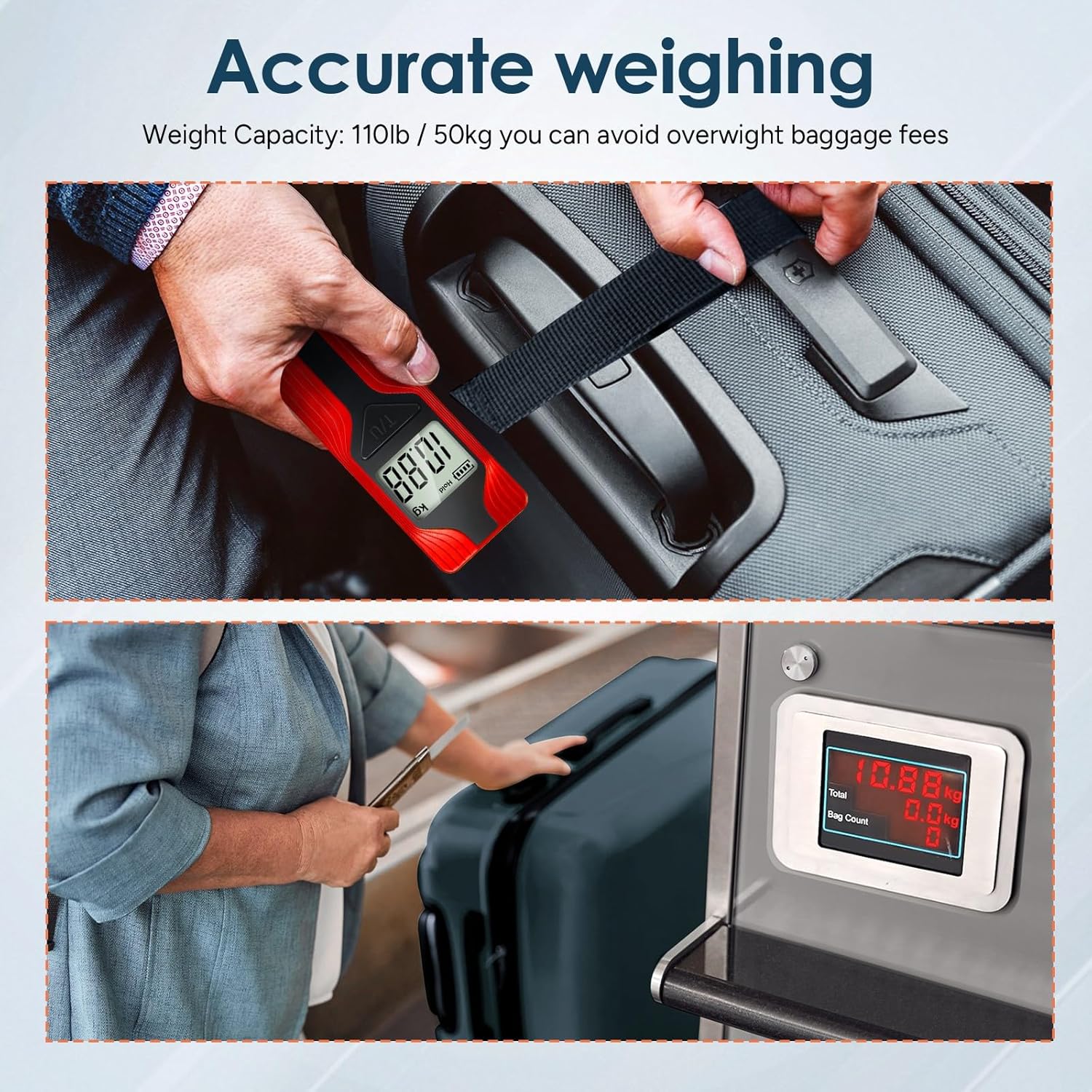 travel inspira Luggage Scale Battery-Free, Travel Essentials, Portable Handheld Digital Suitcase