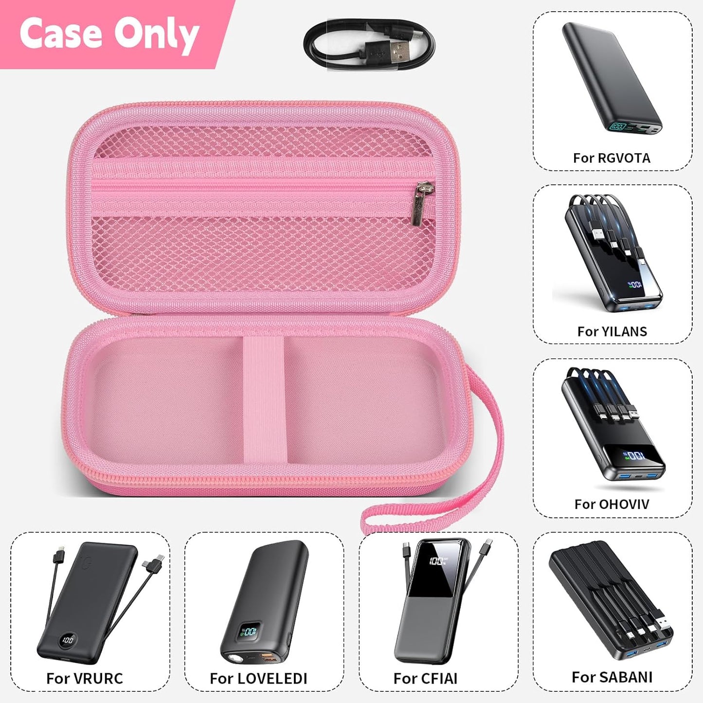 Portable Bank Charger Case for OHOVIV for SABANI for Charmast for VRURC for YILANS for CFIAI for LOVELEDI for RGVOTA for Miday for RONEGN for POIYTL for IAPOS Fast Charging Battery (Pink)
