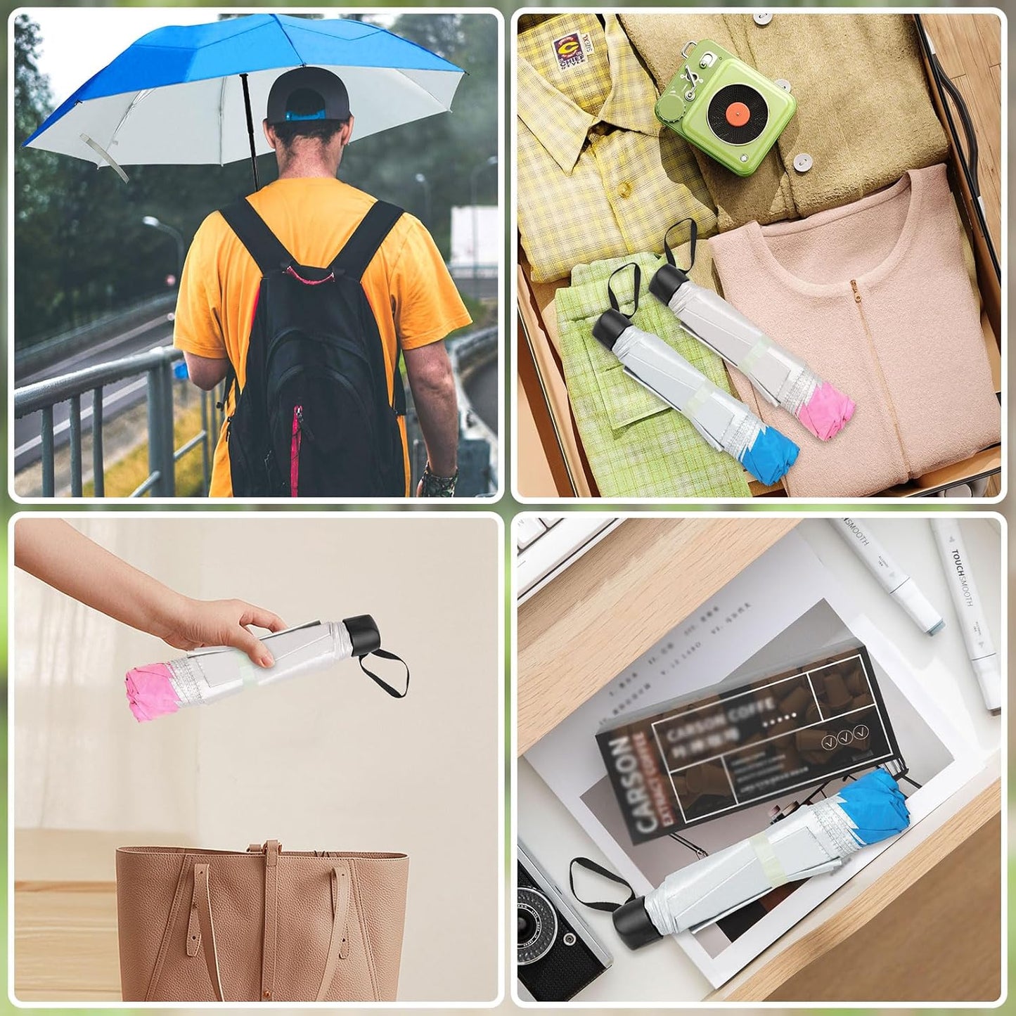 Travel Umbrella, Umbrellas Bulk, 5 Colors Travel Folding Umbrellas, Exquisite Appearance, Easy To Carry, Suitable For Sunny Days And Rainy Days