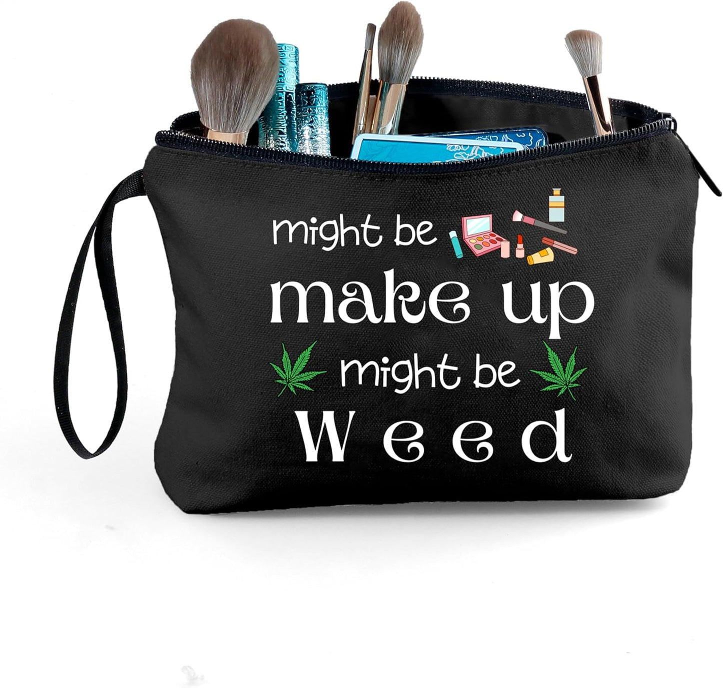 Gag Funny Birthday Joke Marijuana Stoner Gifts Weed Travel Makeup Bag Cosmetic Pouch Weed Stuff for Women Female Friend Sister