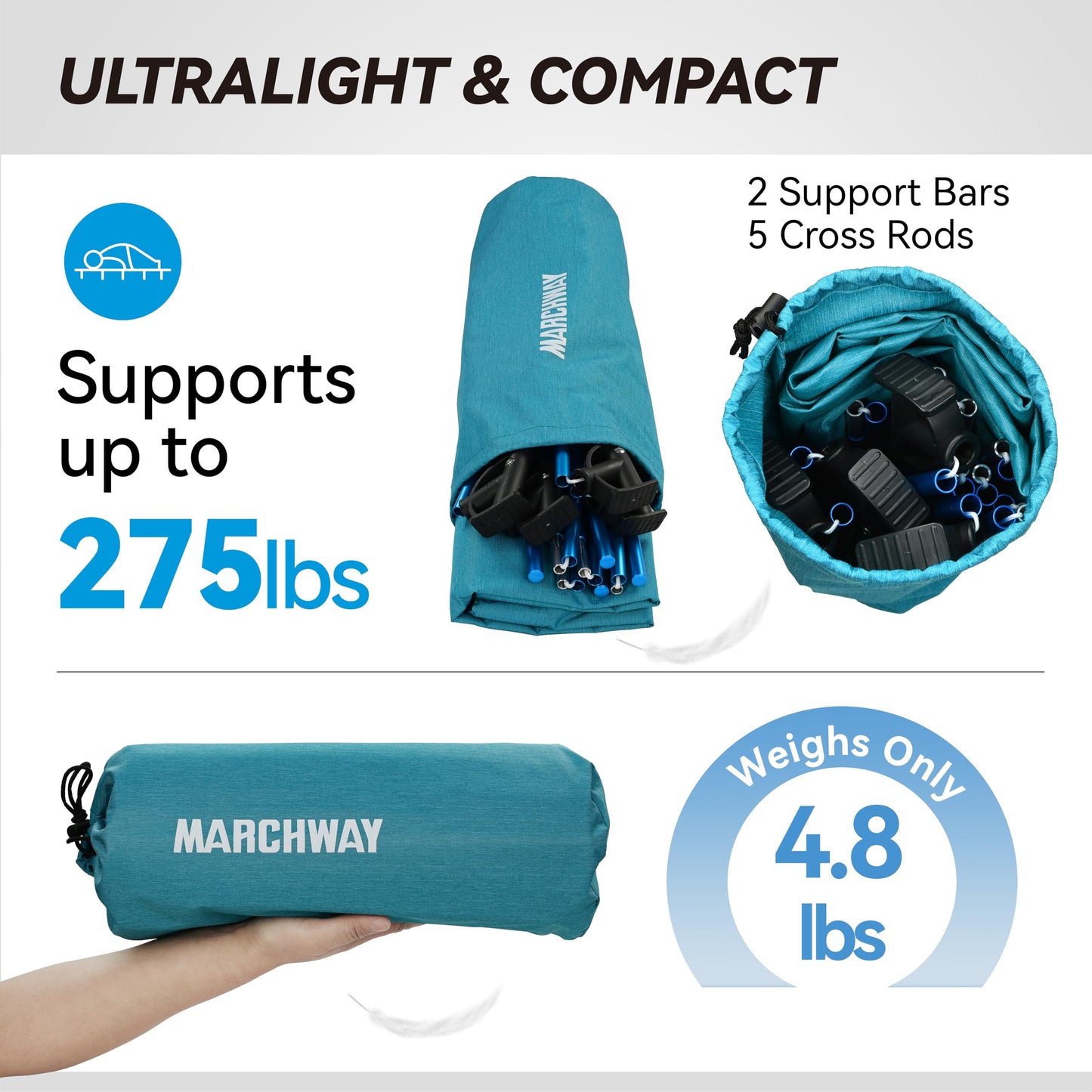 MARCHWAY Ultralight Folding Tent Camping Cot Bed, Portable Compact for Outdoor Travel, Base Camp