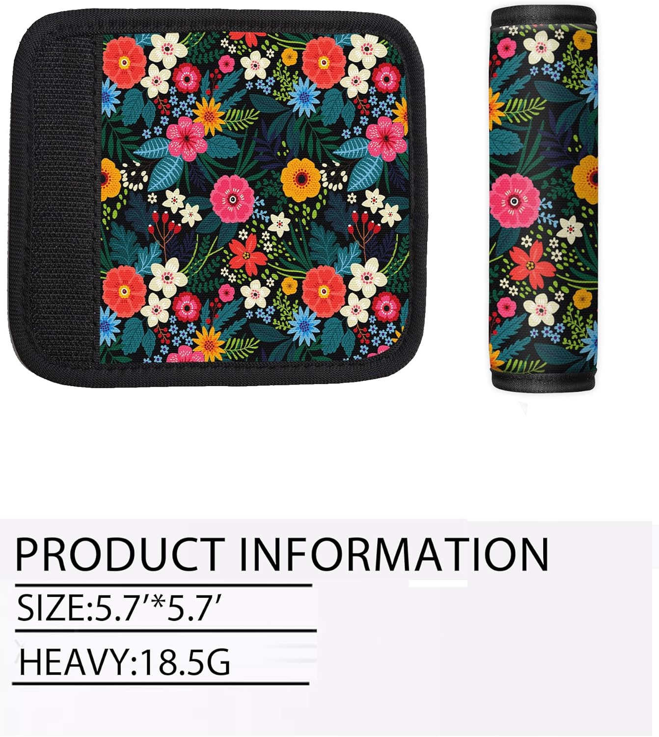 2 Pack Luggage Handle Wrap Travel Tags - Set of Luggage Tags for Suitcases, Identifiers, Marker, and Handle Covers - Cruise Accessories and Travel Gifts（Cute Flower