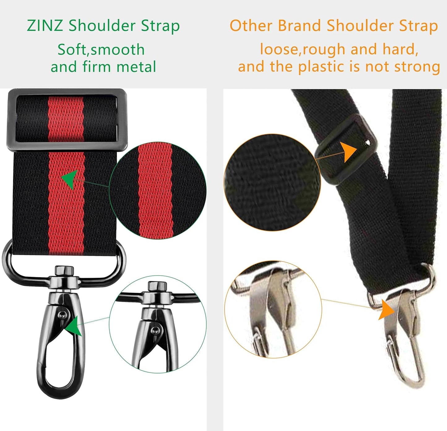 ZINZ Shoulder Strap 58" Ultra-Thick Fixed Padded and Adjustable Buckles Crossbody Strap for Briefcase Laptop Bag Luggage