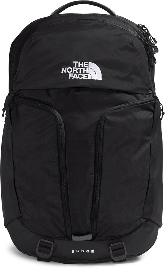 The North Face Surge Commuter Laptop Backpack | Daypack with Water Repellent Finish, 16" Laptop Sleeve, Reflective Details, TNF Black/TNF Black-NPF, One Size
