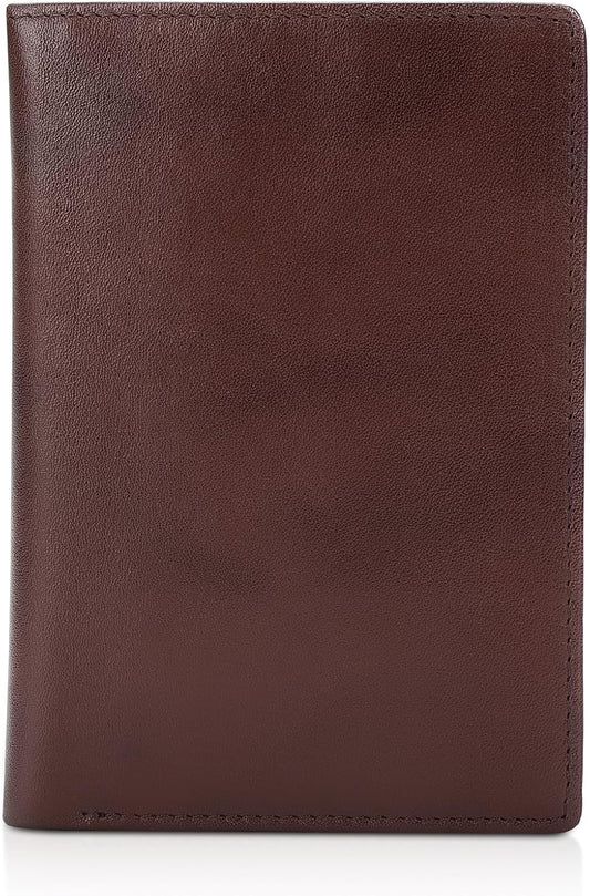 Polare Functional RFID Blocking Leather Passport Holder Travel Bifold Wallet For Men (Coffee)