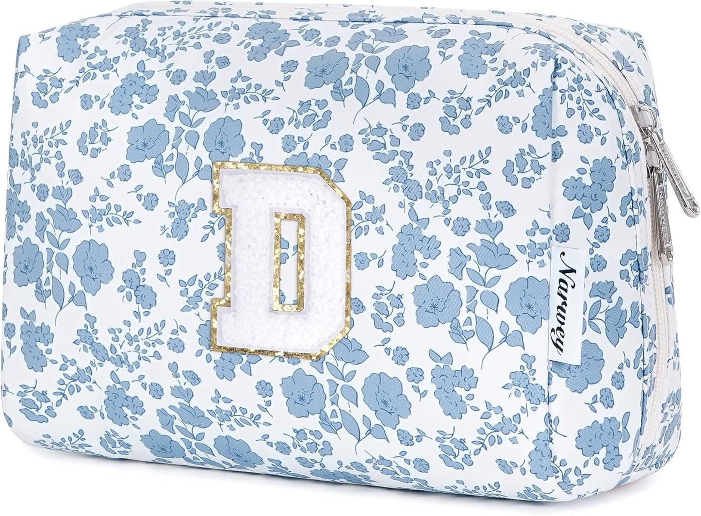 Narwey Birthday Gifts for Teen Girls Kids Women Personalized Initial Floral Makeup Bag Cute