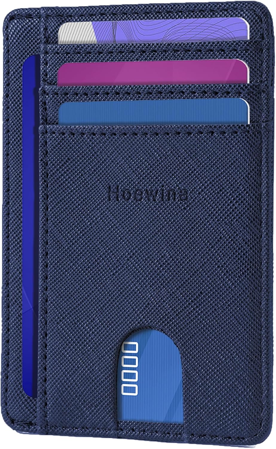 Hoewina Slim Wallet for Men, Credit Card Holder Wallet, Minimalist Design - RFID Blocking Front Pocket Leather Thin Wallet for Men and Women（Cross Dark Blue）
