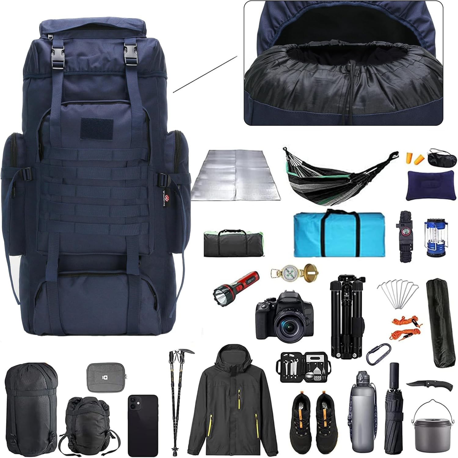 Hiking Backpack for Men 70L/100L Camping Backpack Military Rucksack Molle 3 Days Assault Pack for