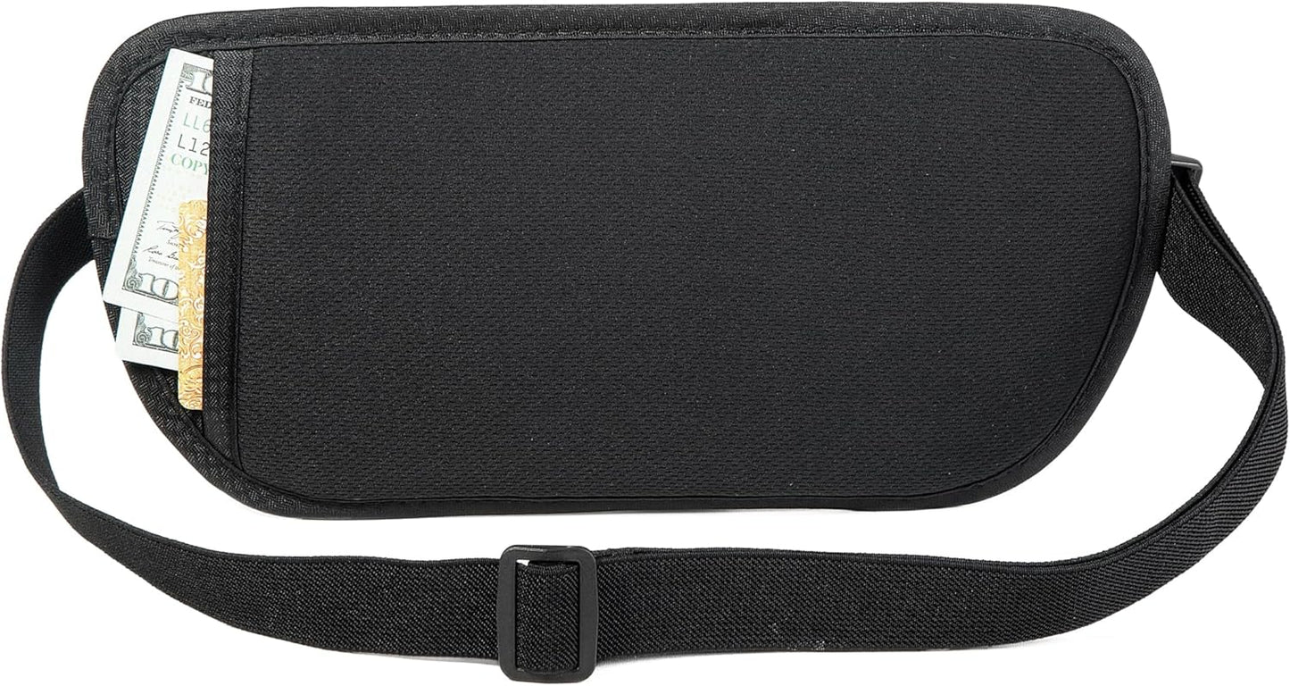 Travel Money Belt - Slim Passport Holder Travel Wallet with RFID Blocking Travel Pouch Undercover