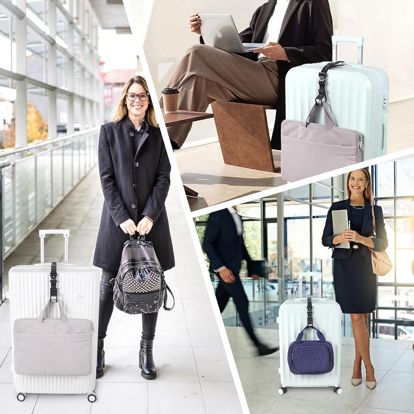 Vigorport Luggage Hook Strap, J Hook for Add a Bag Luggage, Multi Adjustment Bag Strap Hook with Hands Free