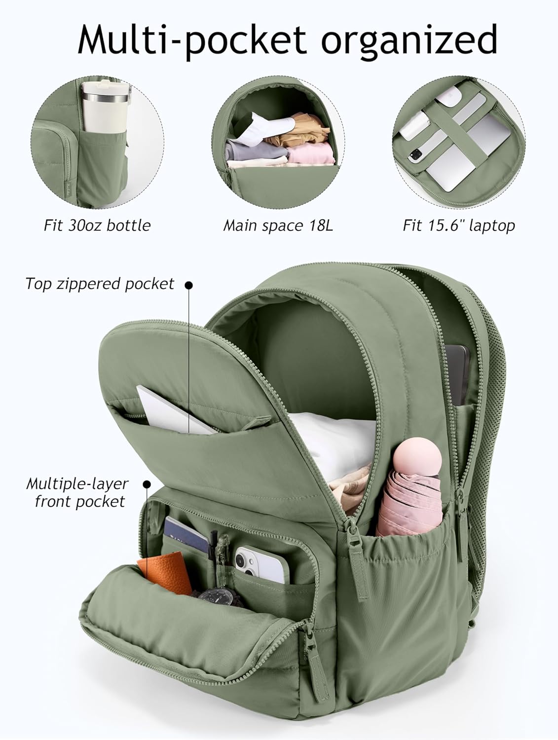 Travel Backpack for Women, 15.6 Inch College Laptop Backpack, Water Resistant Work Backpacks, Cute