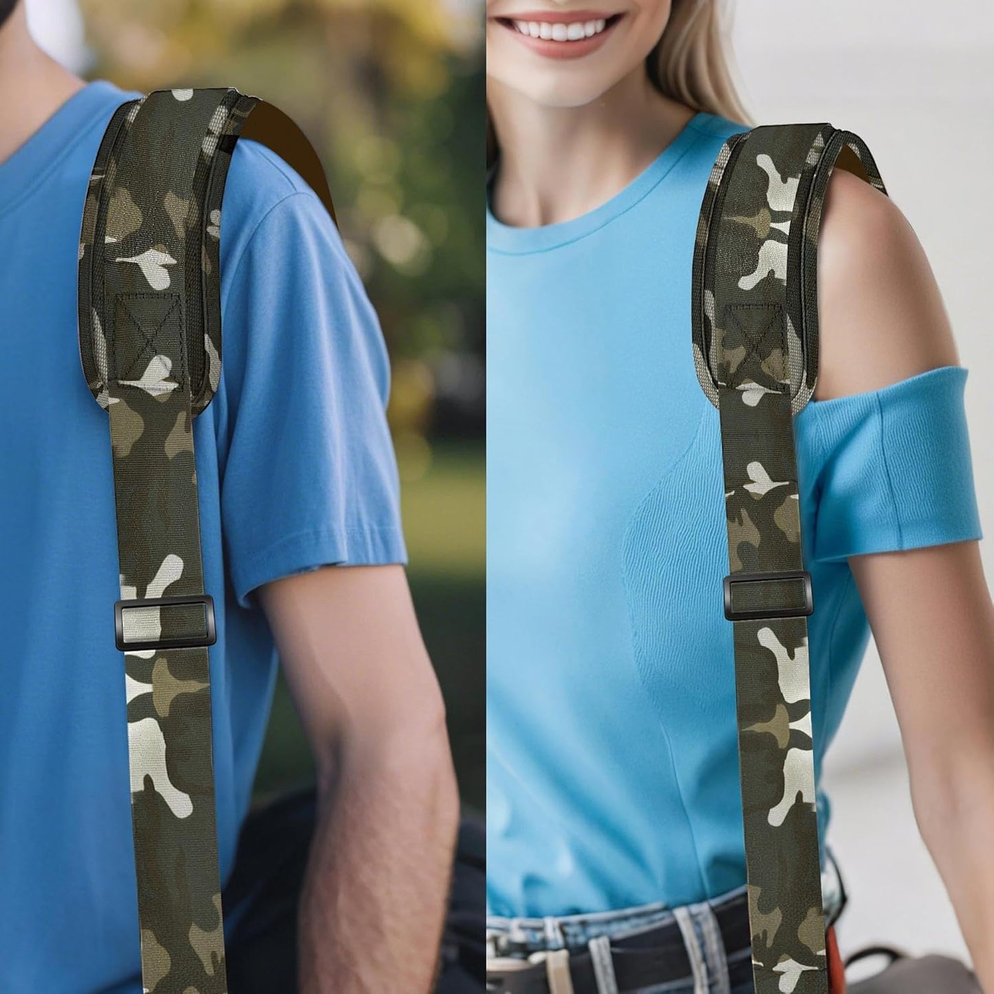 ZINZ Shoulder Strap - 59 Inch Universal Heavy-duty Adjustable Strap with Ultra-thick Fixed Breathable Pad for Laptop, Gym, Camera Bag and More -Camouflage green