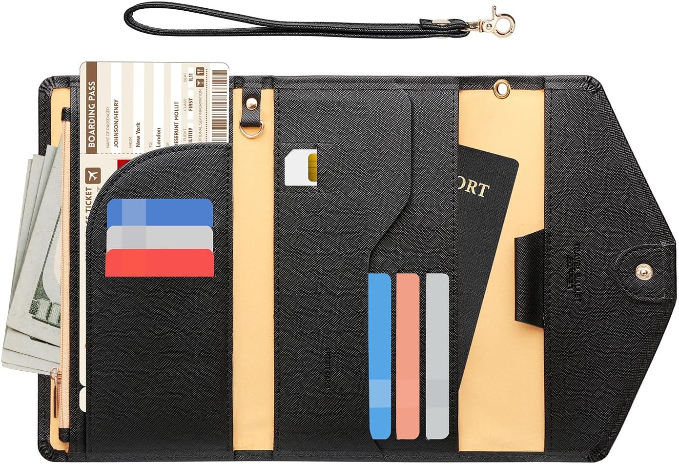 ZOPPEN Passport Holder Women Travel Wallet (Ver.5) for Women Rfid Blocking Passport Cover Case Document Organizer Wrist Strap