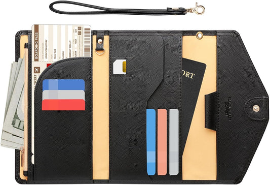 ZOPPEN Passport Holder Women Travel Wallet (Ver.5) for Women Rfid Blocking Passport Cover Case Document Organizer Wrist Strap