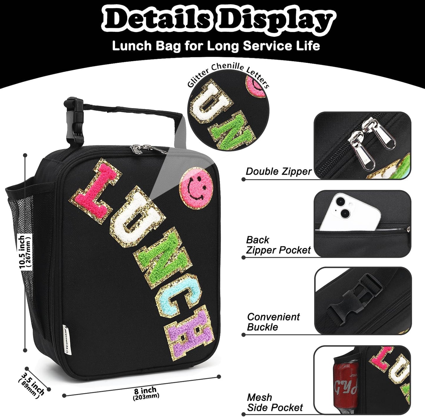 FlowFly Lunch box Insulated Soft Bag Mini Cooler Back to School Thermal Meal Tote Kit With Buckle