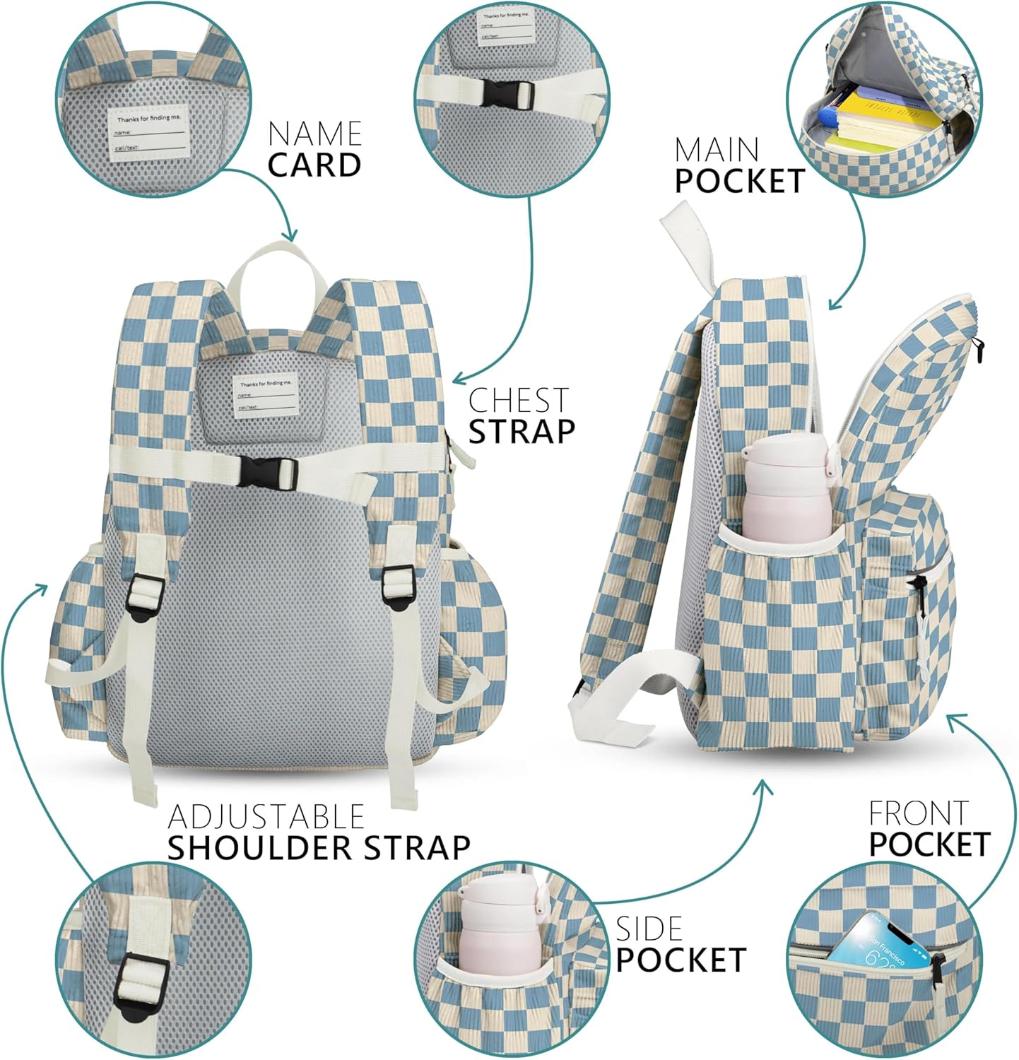 Corduroy Kids Backpack for Boys 6-10: Boys Backpacks for Elementary Kindergarten 15” H Fit Folder