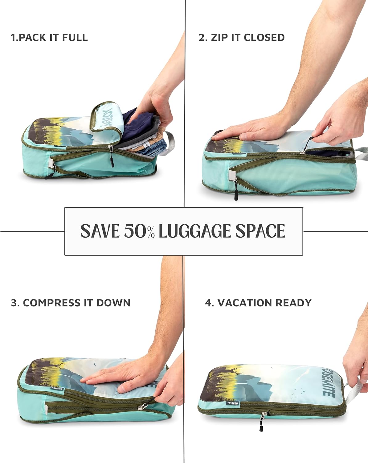 Compression Packing Cubes Set for Travel - Lightweight, Durable Clothes Organizer for Carry-On