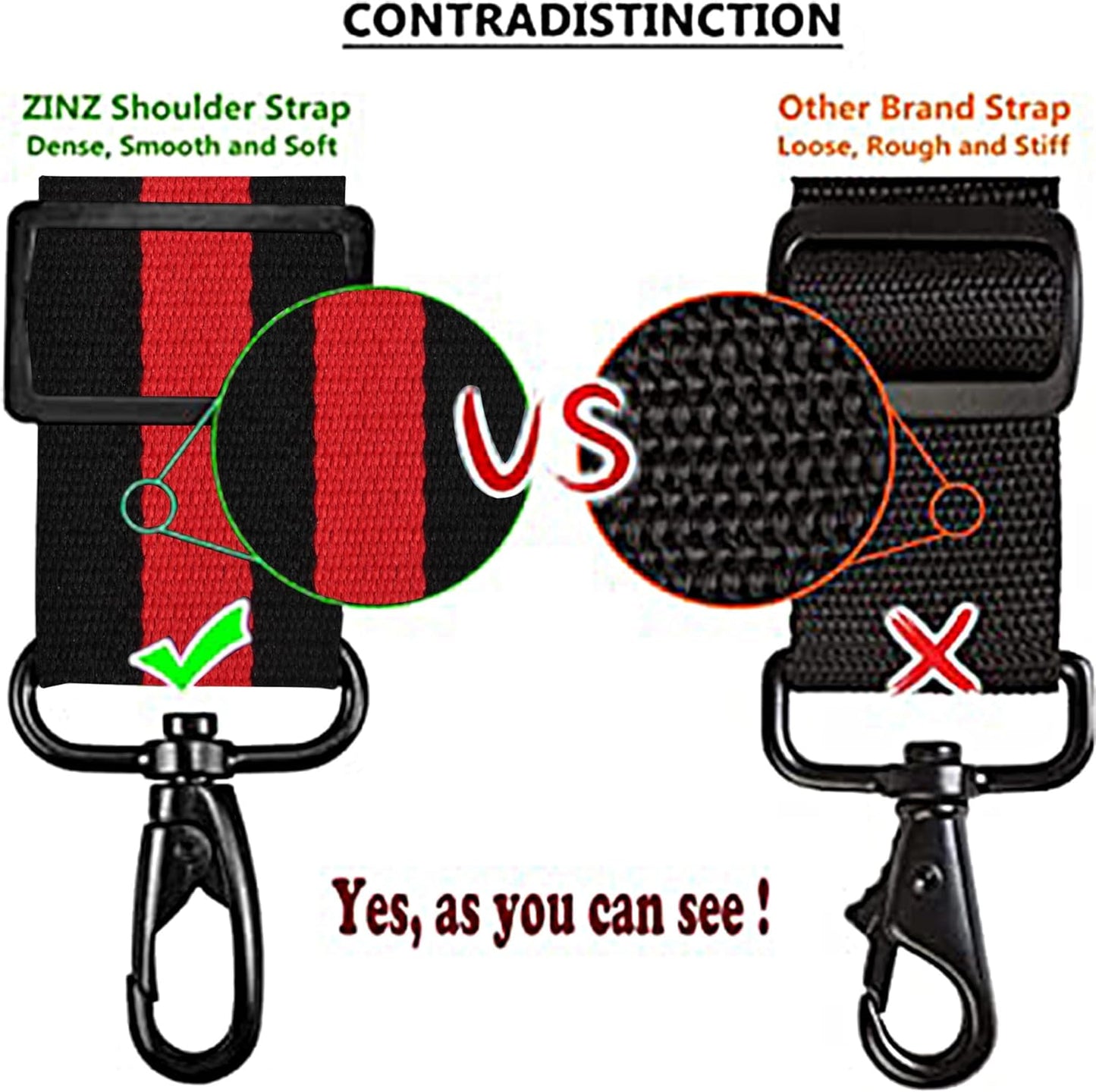 ZINZ Bag Shoulder Strap, Padded Adjustable Shoulder Strap Replacement