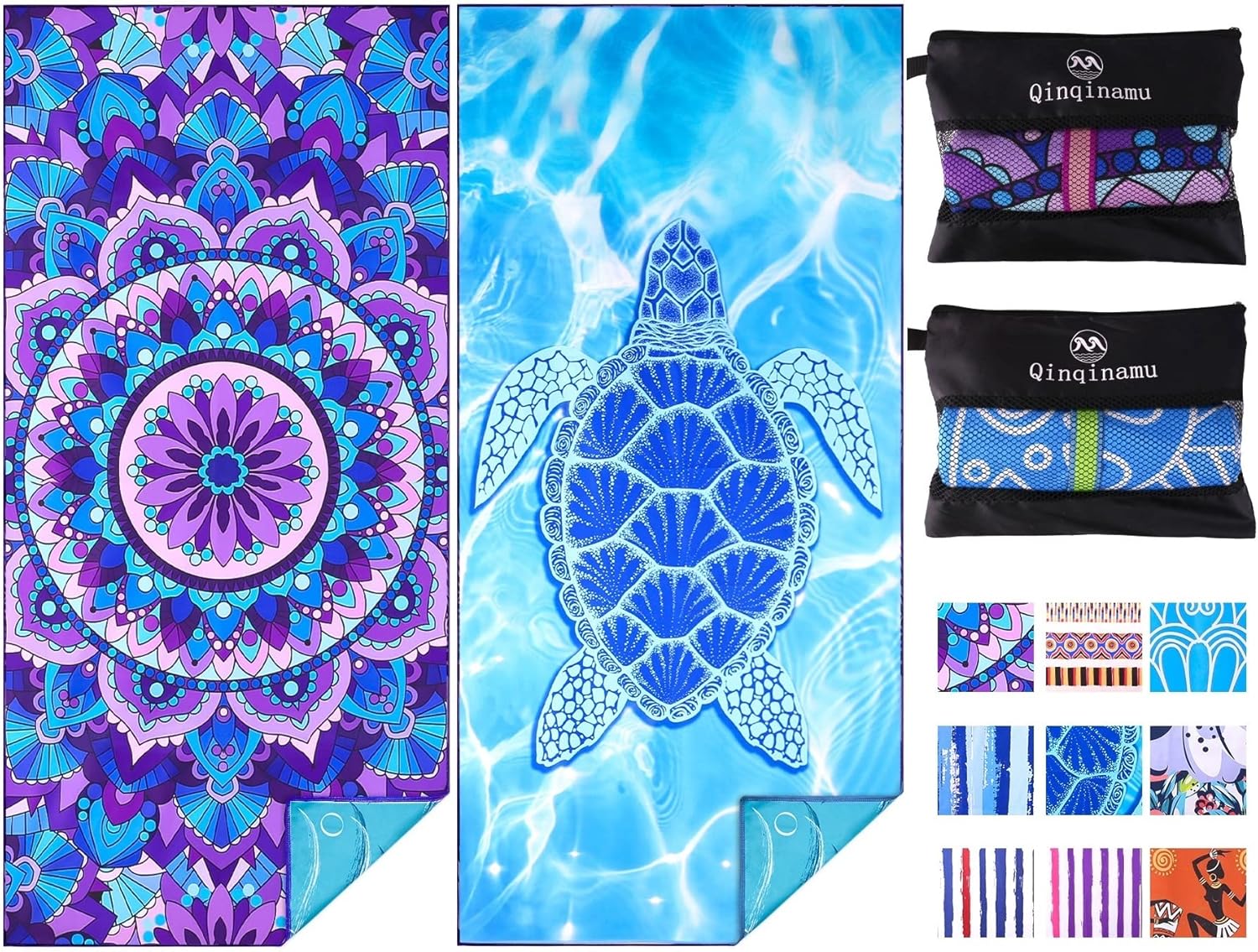 2 Pack Microfiber Oversized Lightweight Beach Towel 71"x32" XL Extra Large Thin Sand Free Towels