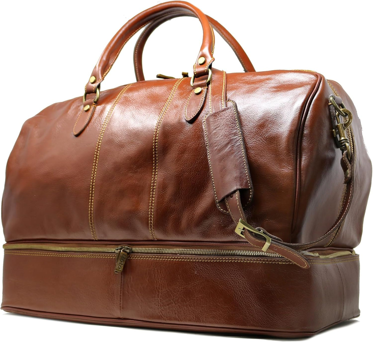 Venezia Traveler Leather Drop Bottom Duffle Bag