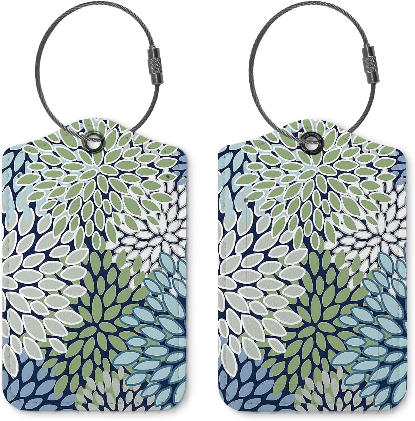 Boho Flower Luggage Tags for Suitcases,2 Pack Travel Suitcase Tags,Traveling Accessories,Baggage Tag Label with Steel Loop,Boho Lover Gifts