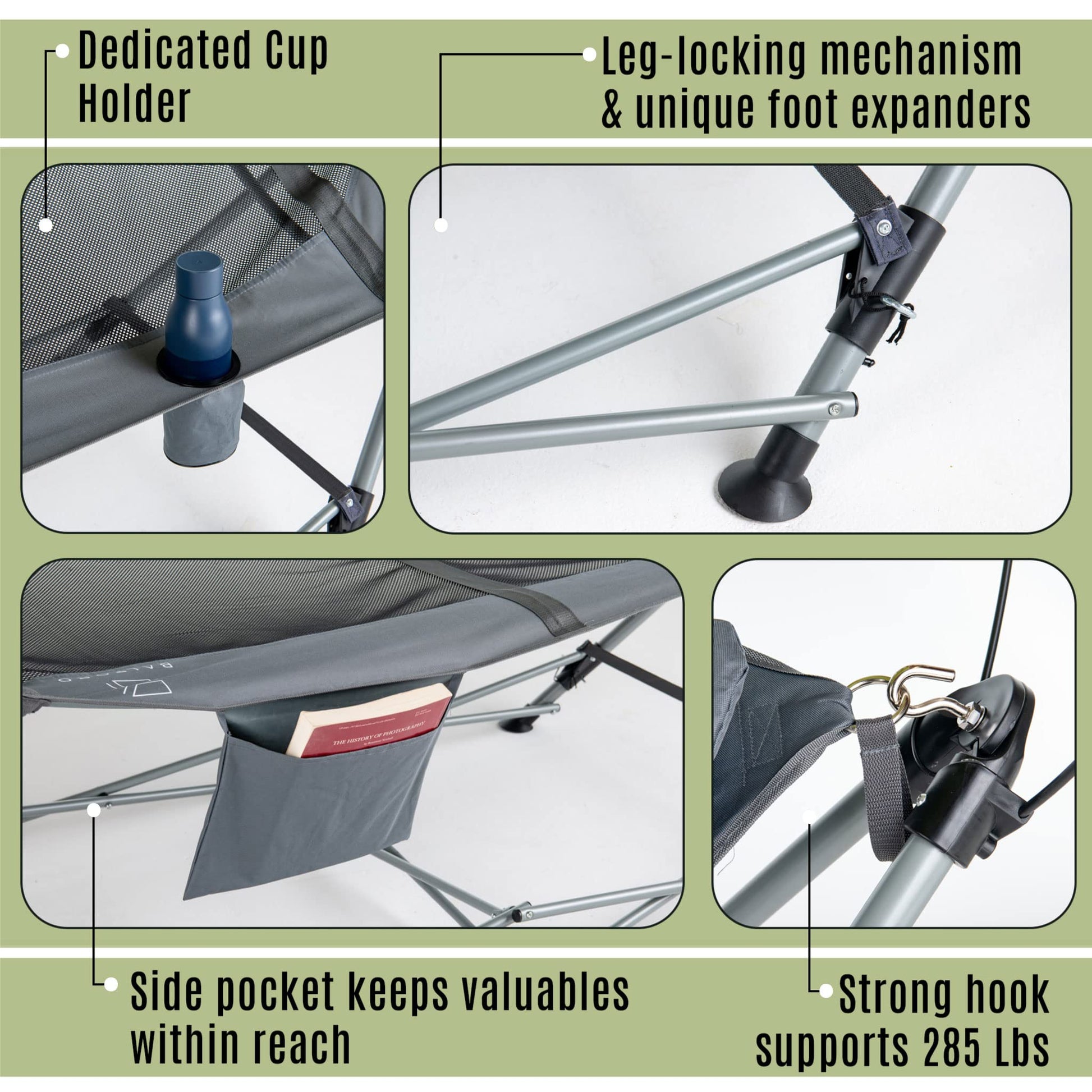 Lucania Portable Hammock with Stand and Canopy - Foldable Freestanding Heavy Duty Hammock for