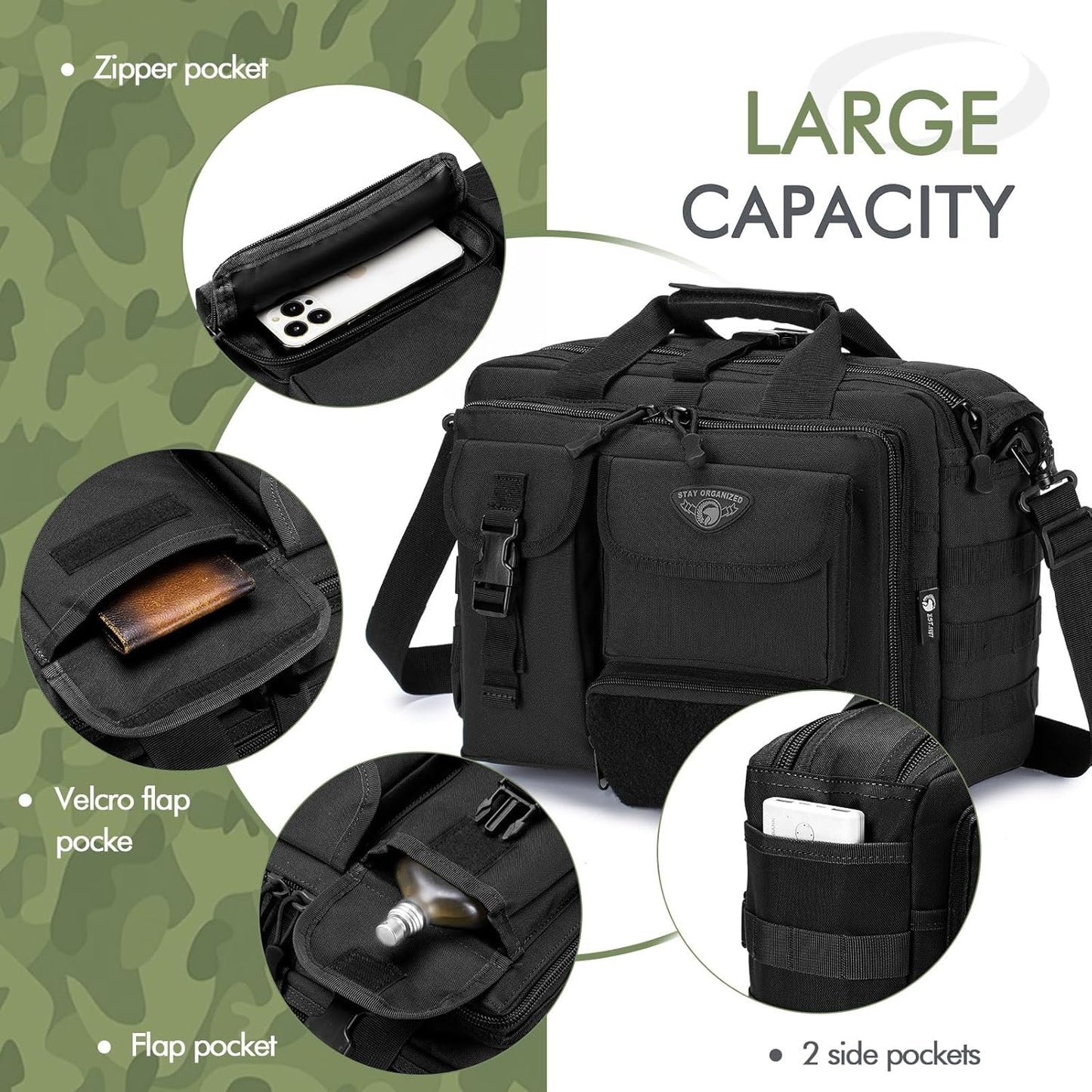 Tactical Messenger Bag for Men Multifunctional Tactical Briefcase Men's Military Laptop Work Bag for Business Teacher
