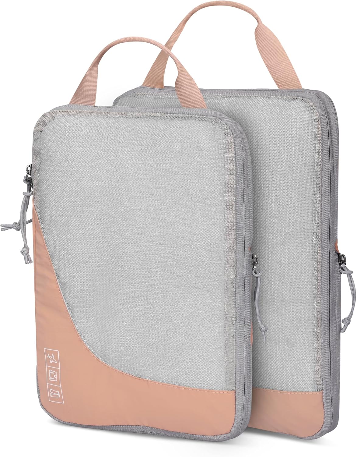 Hynes Eagle 6 Set/ 4 Set/ 2 Set Compression Packing Cubes Travel Essentials Lightweight Nylon Luggage Suitcase Organizer Bag Light Pink 2PCS