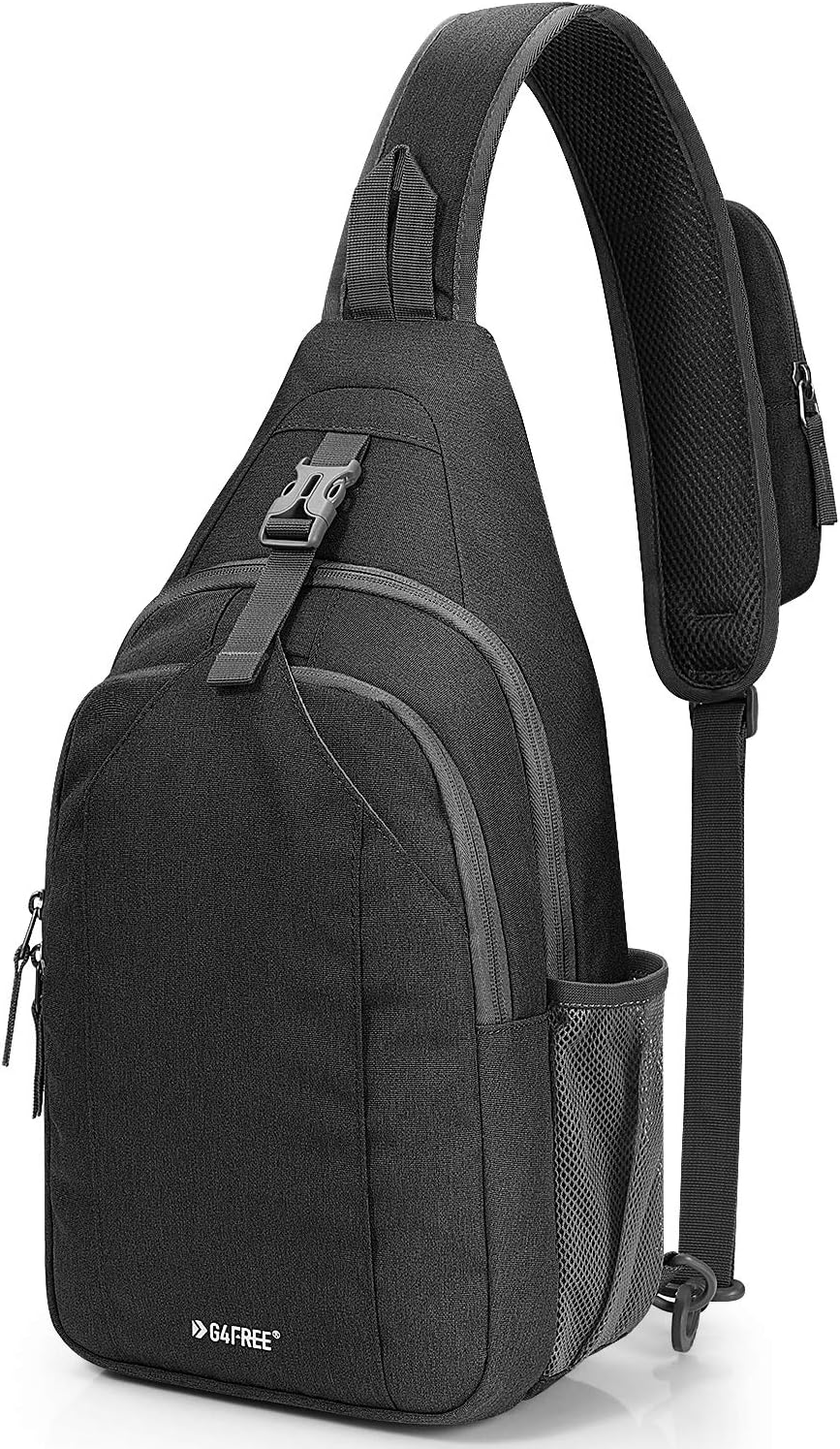G4Free Sling Bag RFID Blocking Sling Backpack Crossbody Chest Bag Daypack for Hiking Travel(Black)