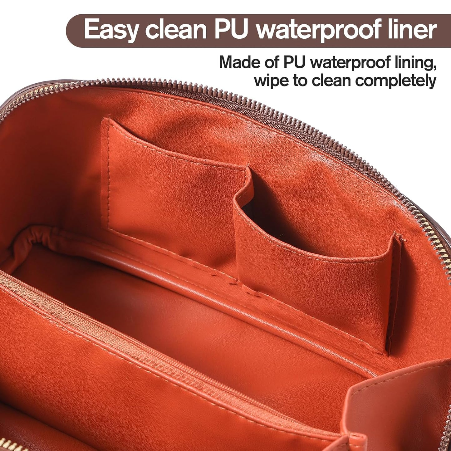 Makeup Bag, Travel Toiletry Bag for Women, Large Capacity Waterproof PU Leather Cosmetic Bags Make