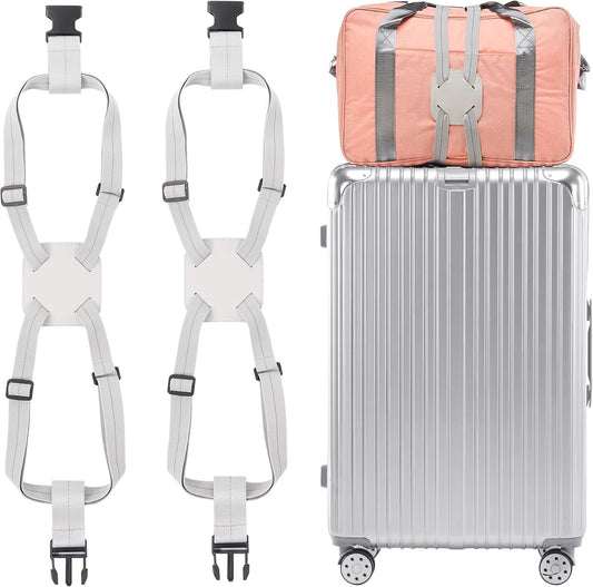 Travelkin Luggage Straps - Bungees for Suitcases, Add a Bag, Travel Bag Bungee Belt for Luggage Carry On (Grey 2 Pack)