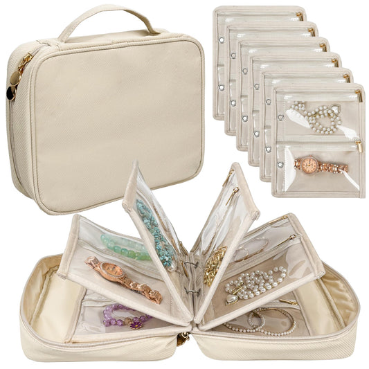 LingLingo Travel Jewelry Organizer Case,Jewelry Bags for Traveling, Jewelry Binder with 24 Pcs