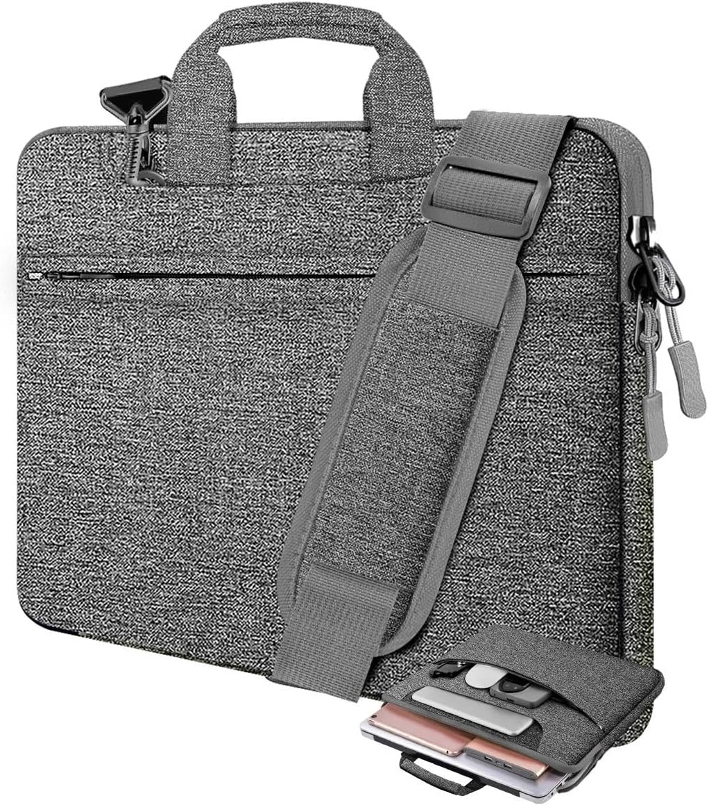 Laptop Shoulder Bag 17.3 inch Case, Durable Shockproof Protective Briefcase with Multi-Pockets Compatible with Most 17-17.3 inch HP Acer Dell Lenovo ASUS MSI Notebooks,Dark gray