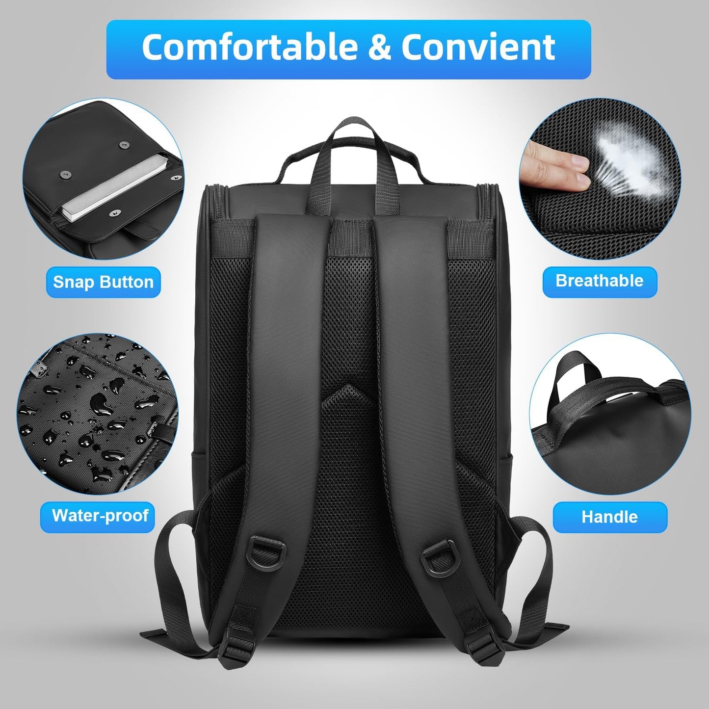 Vintage Laptop Backpack for Men & Women - 15.6 Inch Travel Backpack - Waterproof Business & College Backpacks - Casual Daypacks for Work & Office