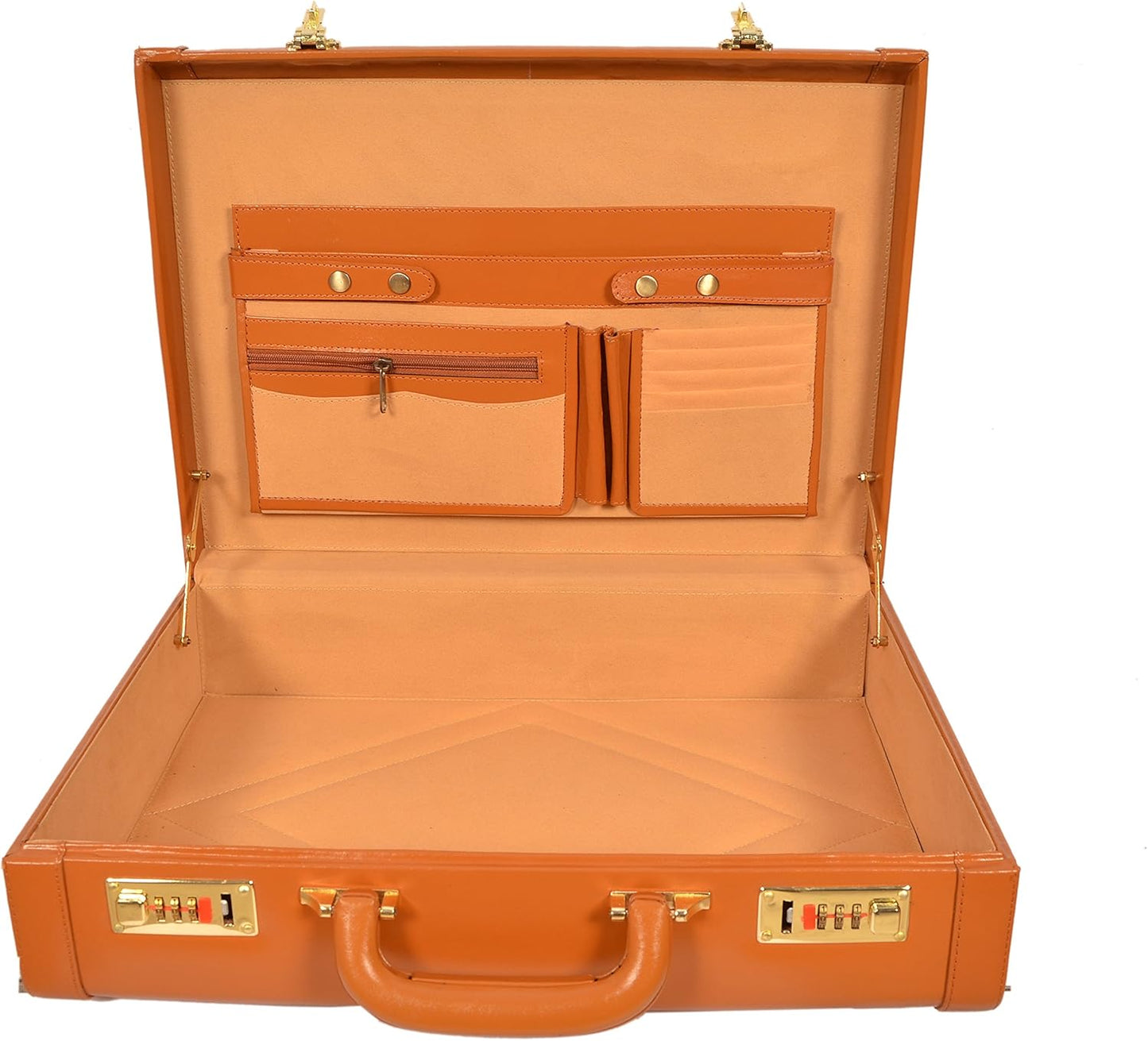 ZINTLeathers Men's Genuine Leather Hard Briefcase Attache Vintage Style