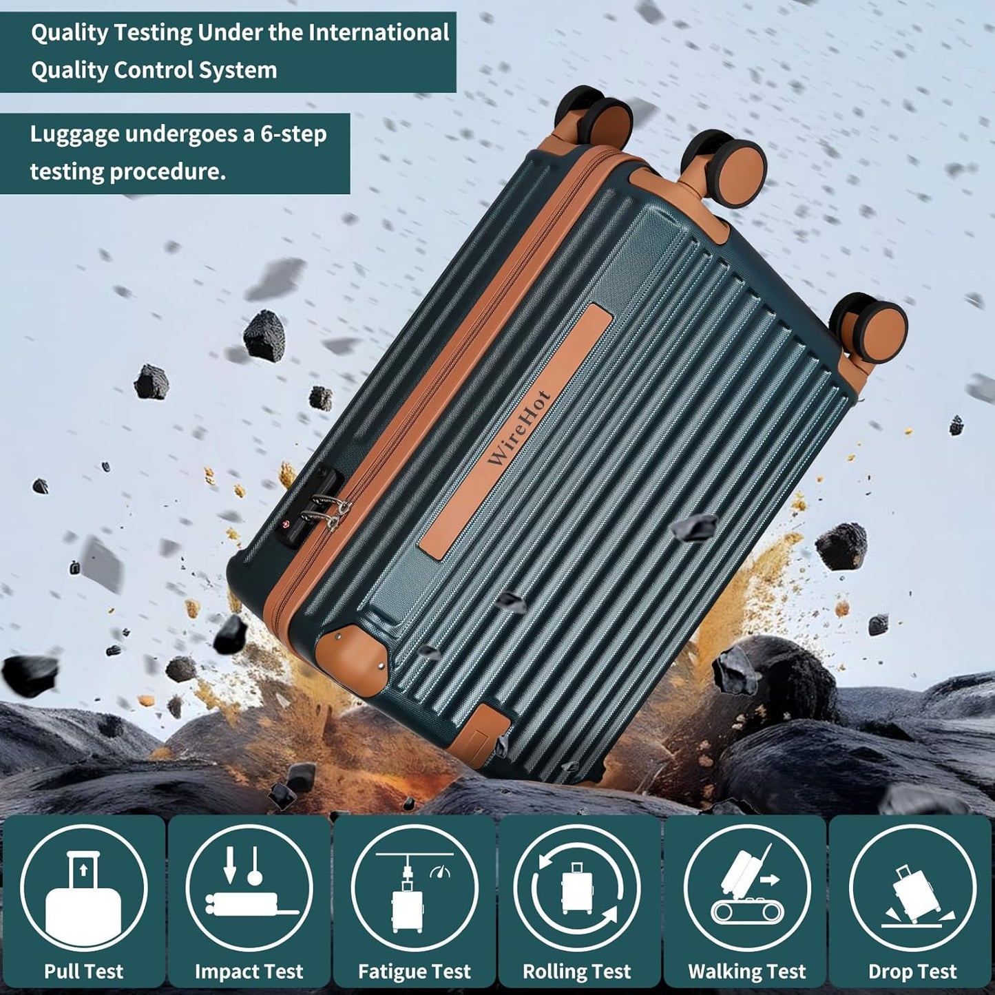 22x14x9 Airline Approved Vintage Style Carry On Luggage with Backpack Sets, ABS+PC Hardshell Small 20 inch Retro Suitcase with Protective Cover & Tag (Teal Blue, 20in/BP/TB)