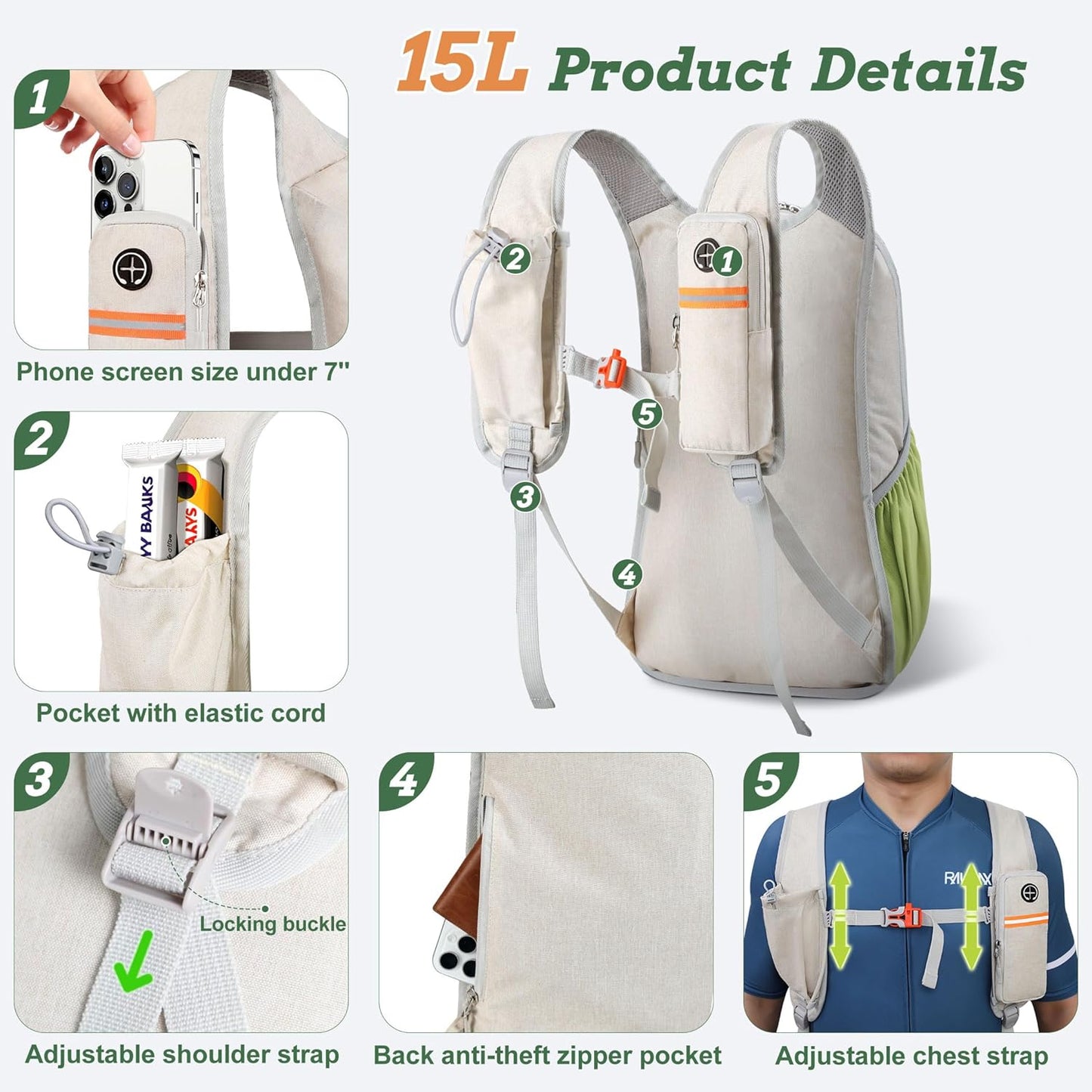 15L Small Hiking Backpack for Men Women Foldable Packable Back Pack Ultralight Hiking Daypack for