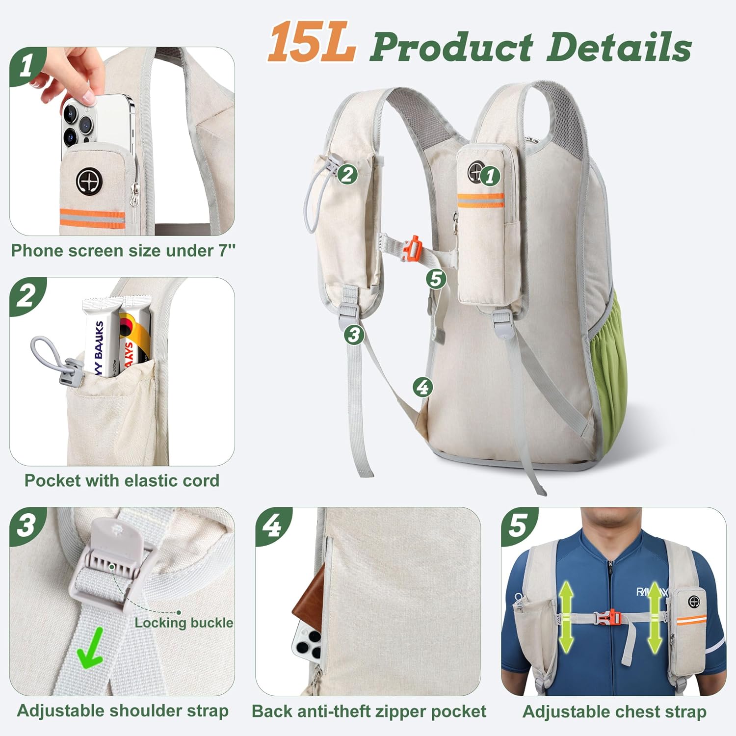 15L Small Hiking Backpack for Men Women Foldable Packable Back Pack Ultralight Hiking Daypack for