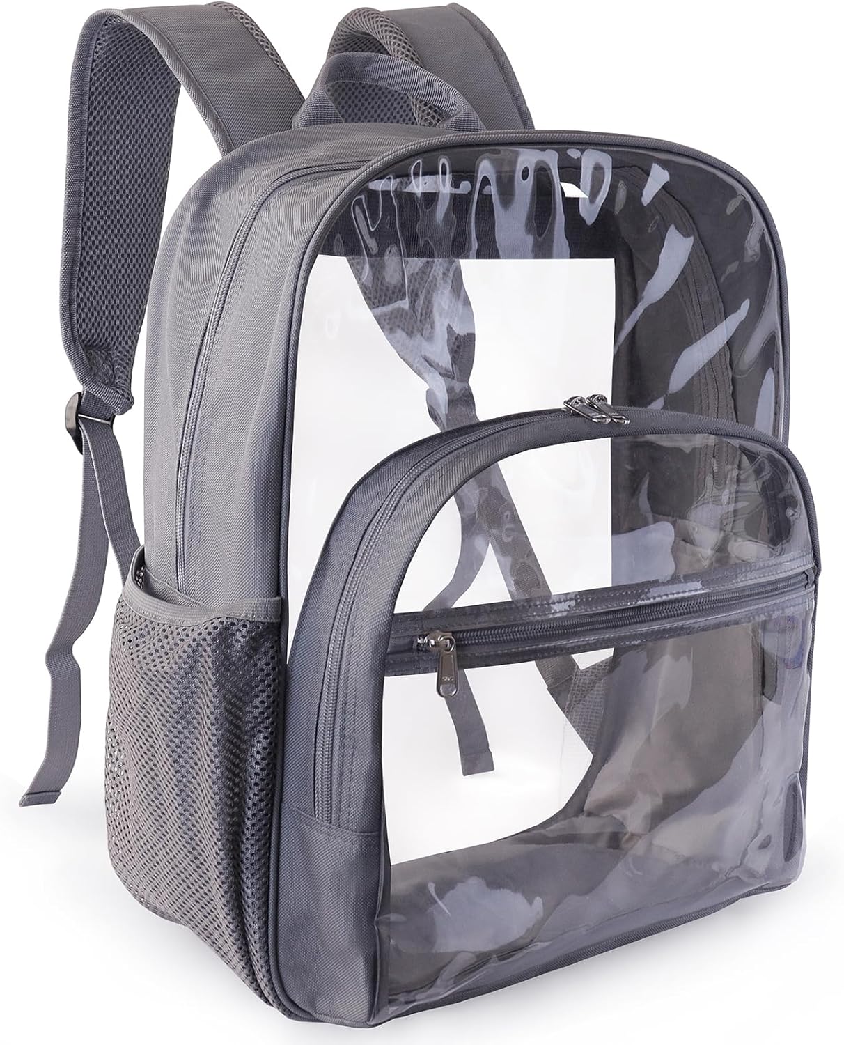 Clear Backpack for School, Heavy Duty Transparent Backpack with 0.6 mm PVC Bookbag 18 inch Clear Bag,Gray