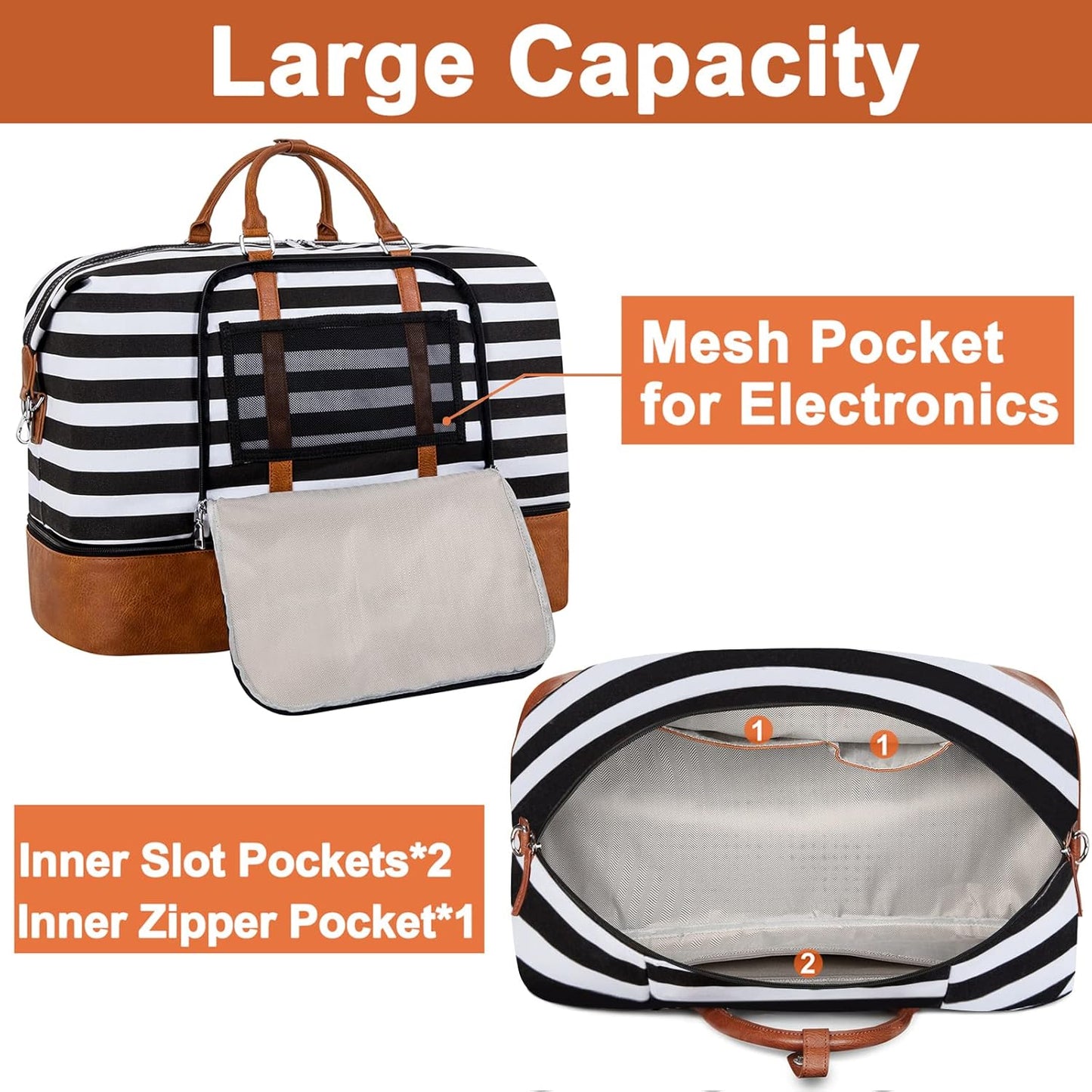 Travel Weekender Bag for Women, Overnight Bag with Shoe Compartment Oversized Travel Duffel Bag Carry On Tote 21"