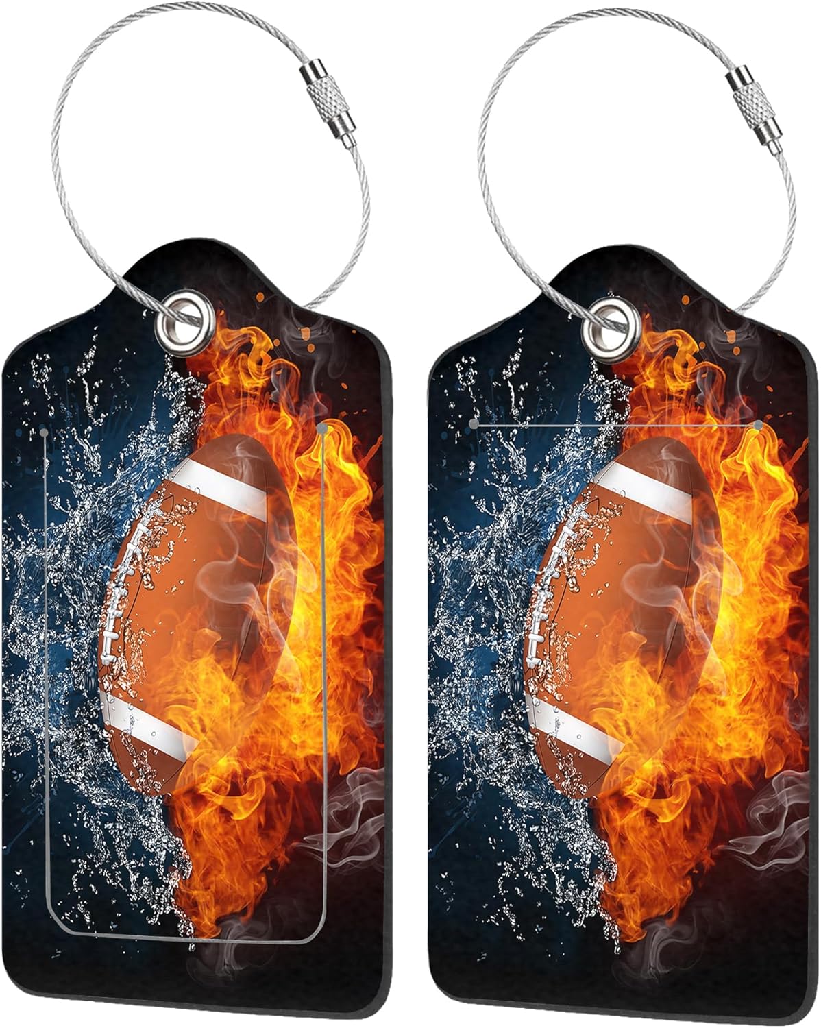 Luggage Tags for Suitcase,2 Pack American Football Ball Luggage Tag with Privacy Flap,Name ID Label and Metal Loop for Women Men Girls Baggage Bag Backpack Instrument