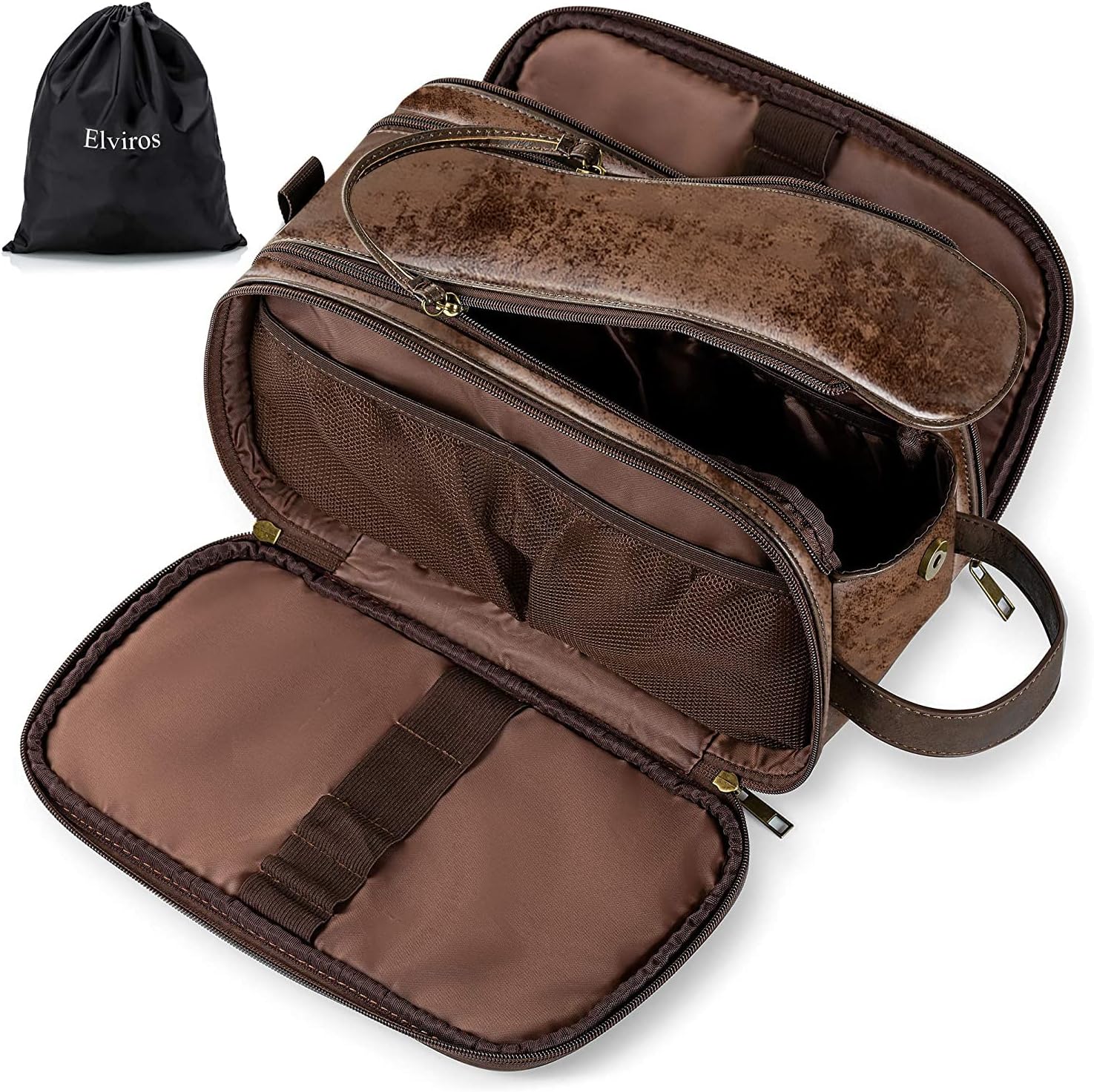 Elviros Toiletry Bag for Men, Large Travel Shaving Dopp Kit Water-resistant Bathroom Toiletries